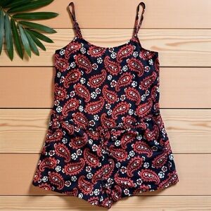 AERIE Red Paisley Print Romper – XS